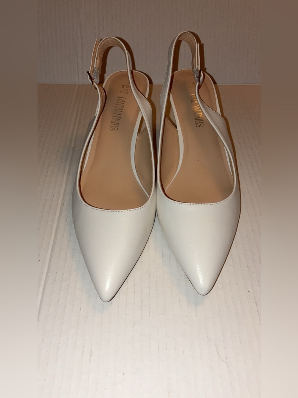 Dream Pairs White Pointed Slingback Heels